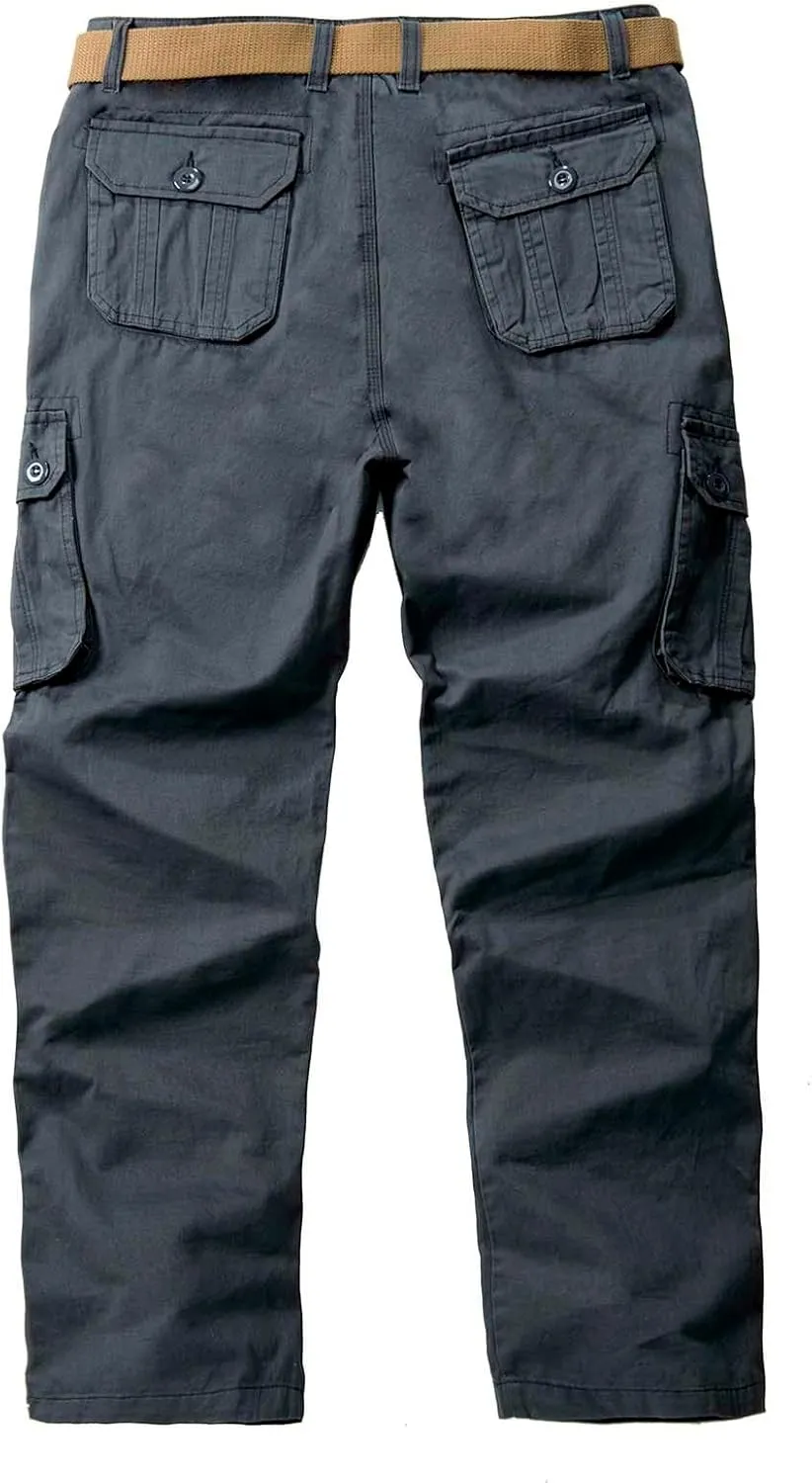 Mens Casual Cargo Pants Workout Joggers Ring Hole Expandable Waist Waistband Work Pants Baggy Pockets Hiking Pants