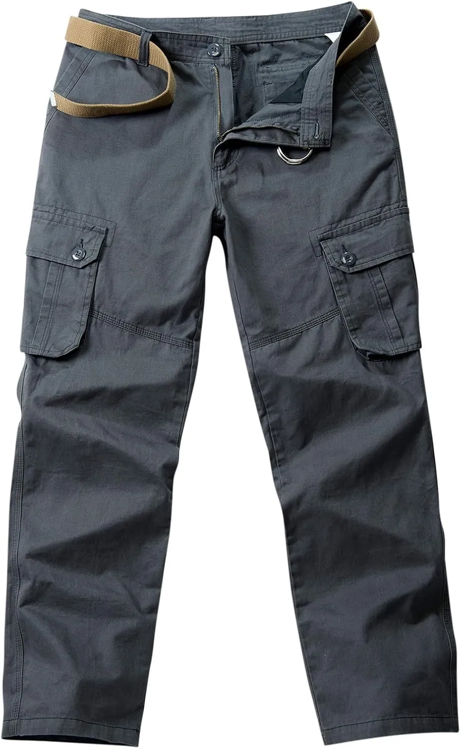 Mens Casual Cargo Pants Workout Joggers Ring Hole Expandable Waist Waistband Work Pants Baggy Pockets Hiking Pants
