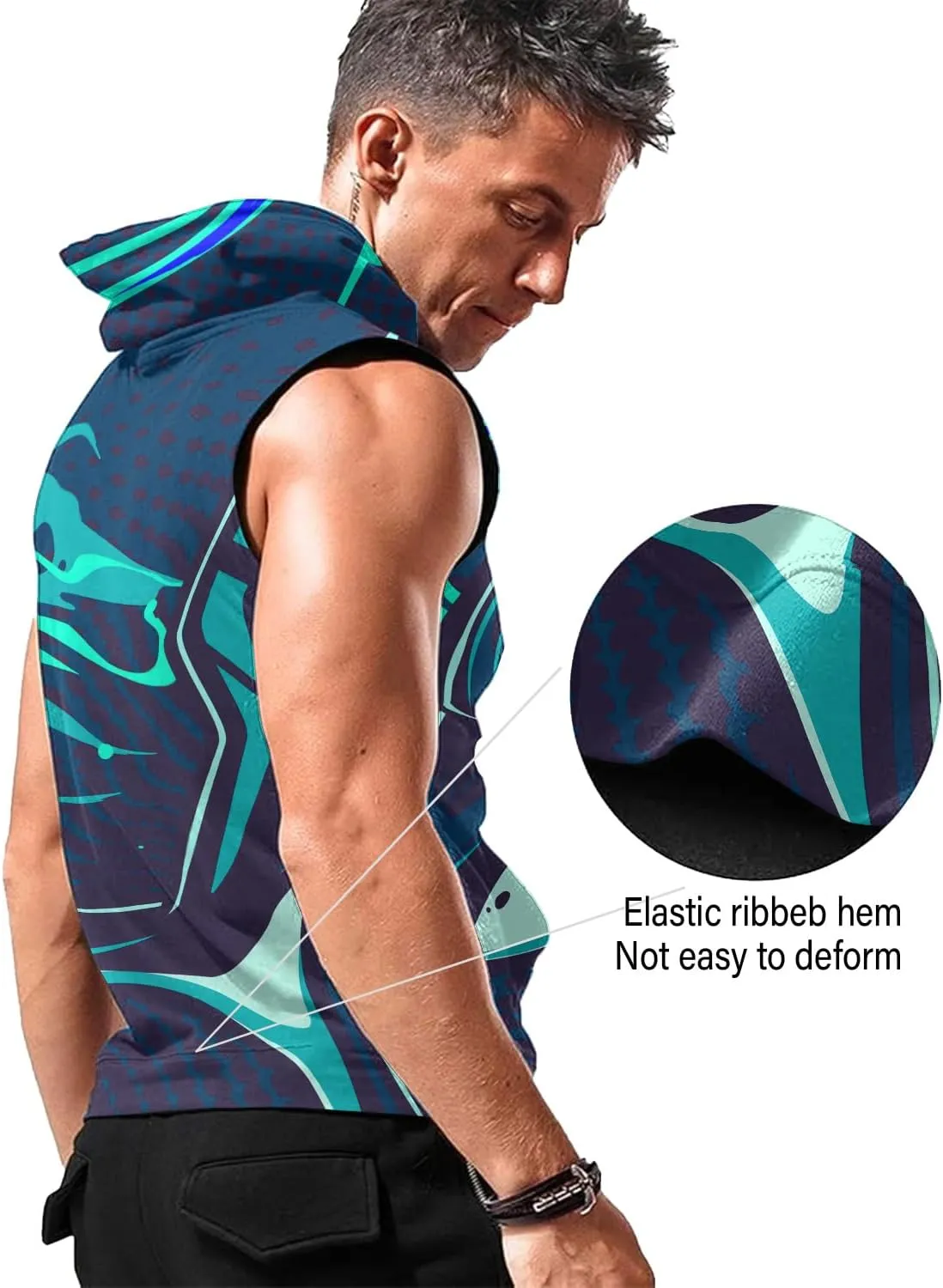 Mens Fashion Muscle Hooded Workout Hooded Tank Tops with Pocket Gym Training Zip Hoodies Sleeveless