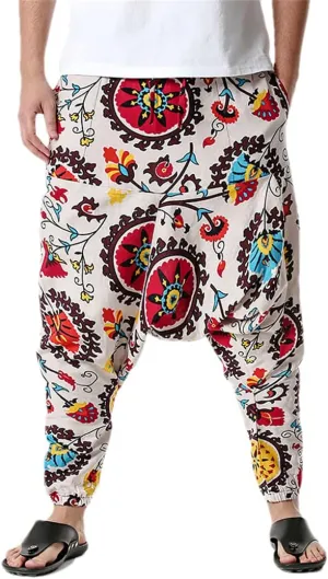 Men's Hippie Baggy Boho Yoga Harem Pants African Pattern Print Sweatpants Casual Hip Hop Pant