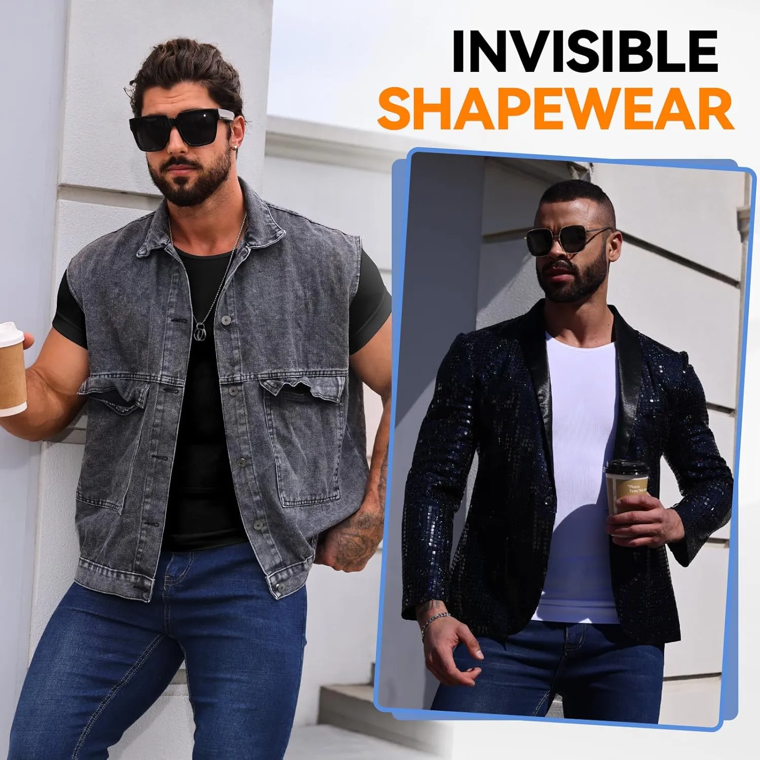 Mens Shapewear Body Shaper Slimming Mens Compression Shirt Tummy Control Undershirt Gynecomastia Abs Abdomen Tops