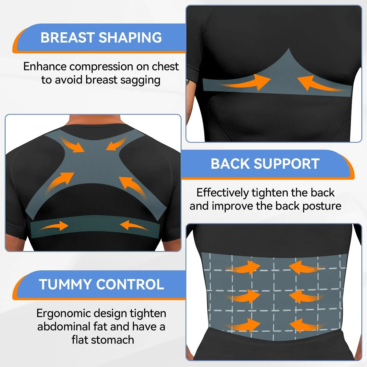 Mens Shapewear Body Shaper Slimming Mens Compression Shirt Tummy Control Undershirt Gynecomastia Abs Abdomen Tops
