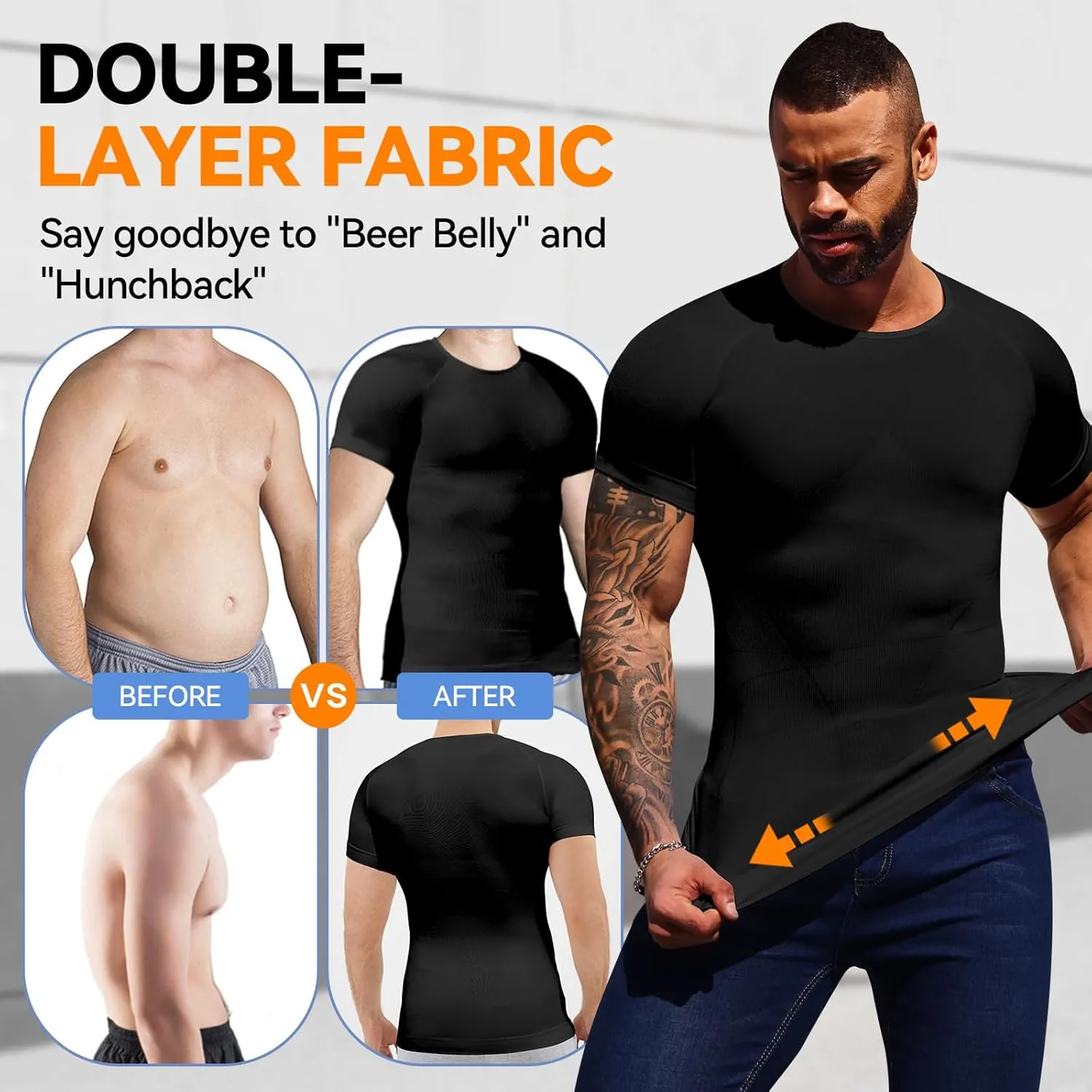 Mens Shapewear Body Shaper Slimming Mens Compression Shirt Tummy Control Undershirt Gynecomastia Abs Abdomen Tops