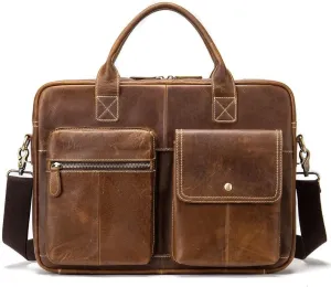 Men's Tote Business Briefcase Briefcase Shoulder Body Bag Vintage File Bag