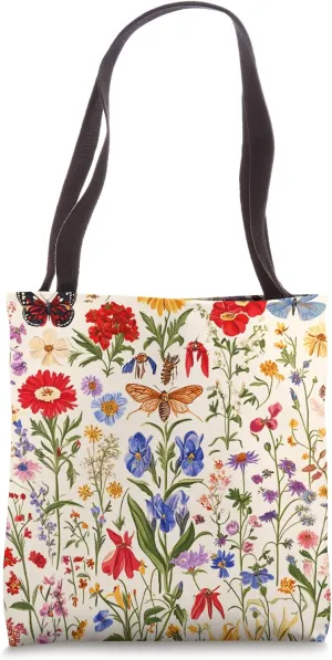 Mixed Flowers Bouquet Wildflowers Floral Pattern Aesthetic Tote Bag