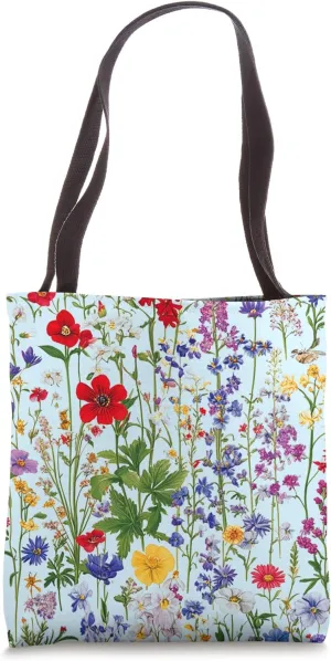 Mixed Flowers Bouquet Wildflowers Floral Pattern Aesthetic Tote Bag