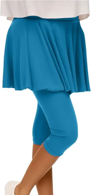 Miyaomn Women's Tennis Skirted Leggings Golf Sports Capris with Attach Skirt Pleated Athletic Yoga Skorts Pickleball Clothing