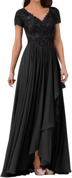 Mother of The Bride Groom Dresses for Wedding Short Sleeves Formal Evening Gown