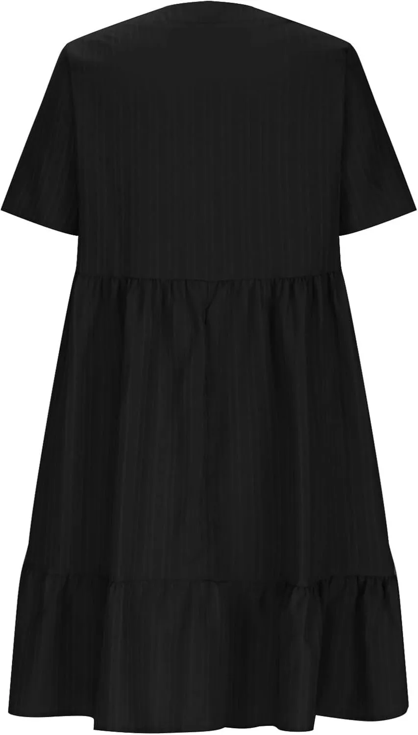 NaRHbrg Women's Casual Summer Midi Dress Short Sleeve V-Neck Loose Dress Ruffle Swing A Line Beach Sundress Flowy Dresses