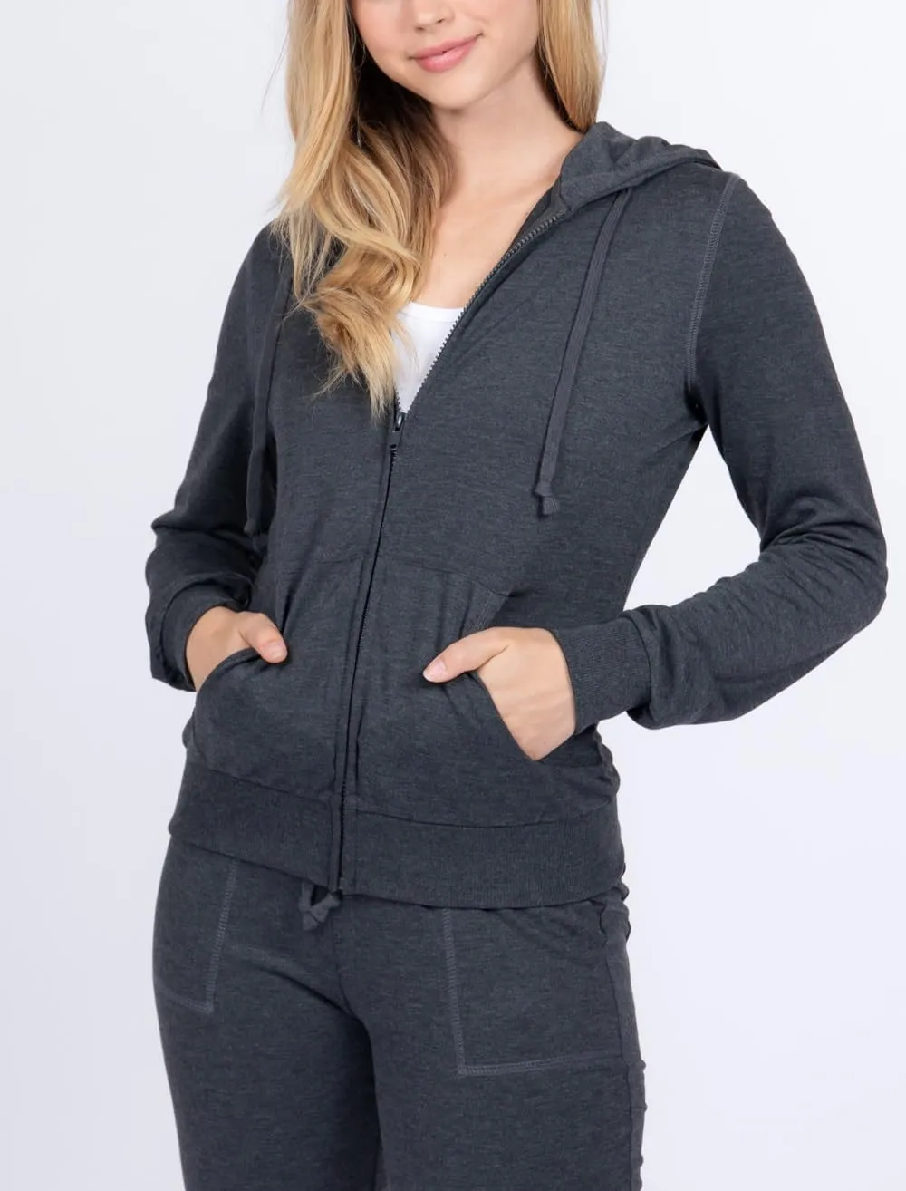 NE PEOPLE Womens Casual Basic Terry Zip Up Hoodie Sweatsuit Tracksuit Set S-3XL