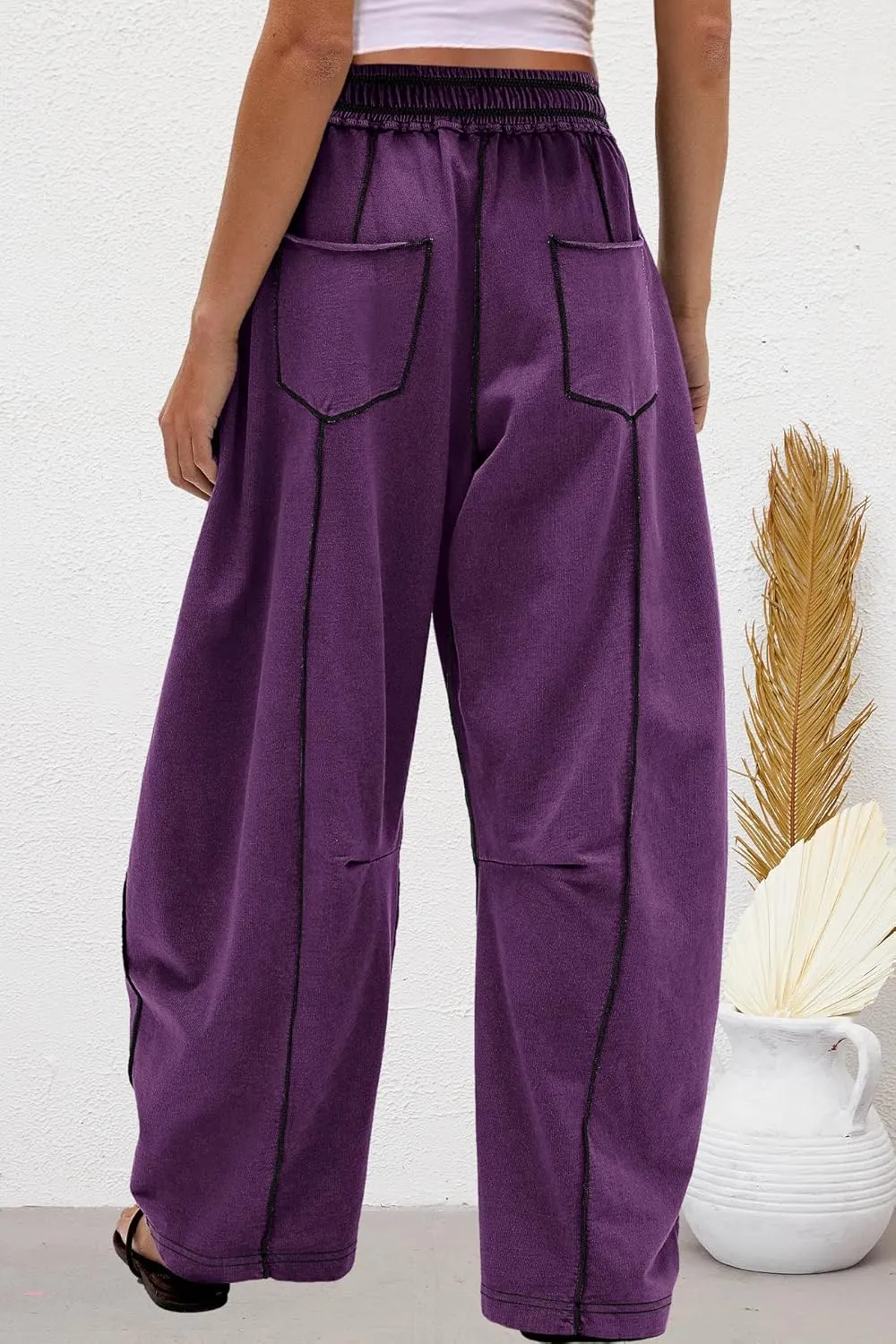 Nirovien Womens Barrel Sweatpants High Waisted Wide Leg Pants Drawstring Athletic Baggy Pants Lounge Sweats