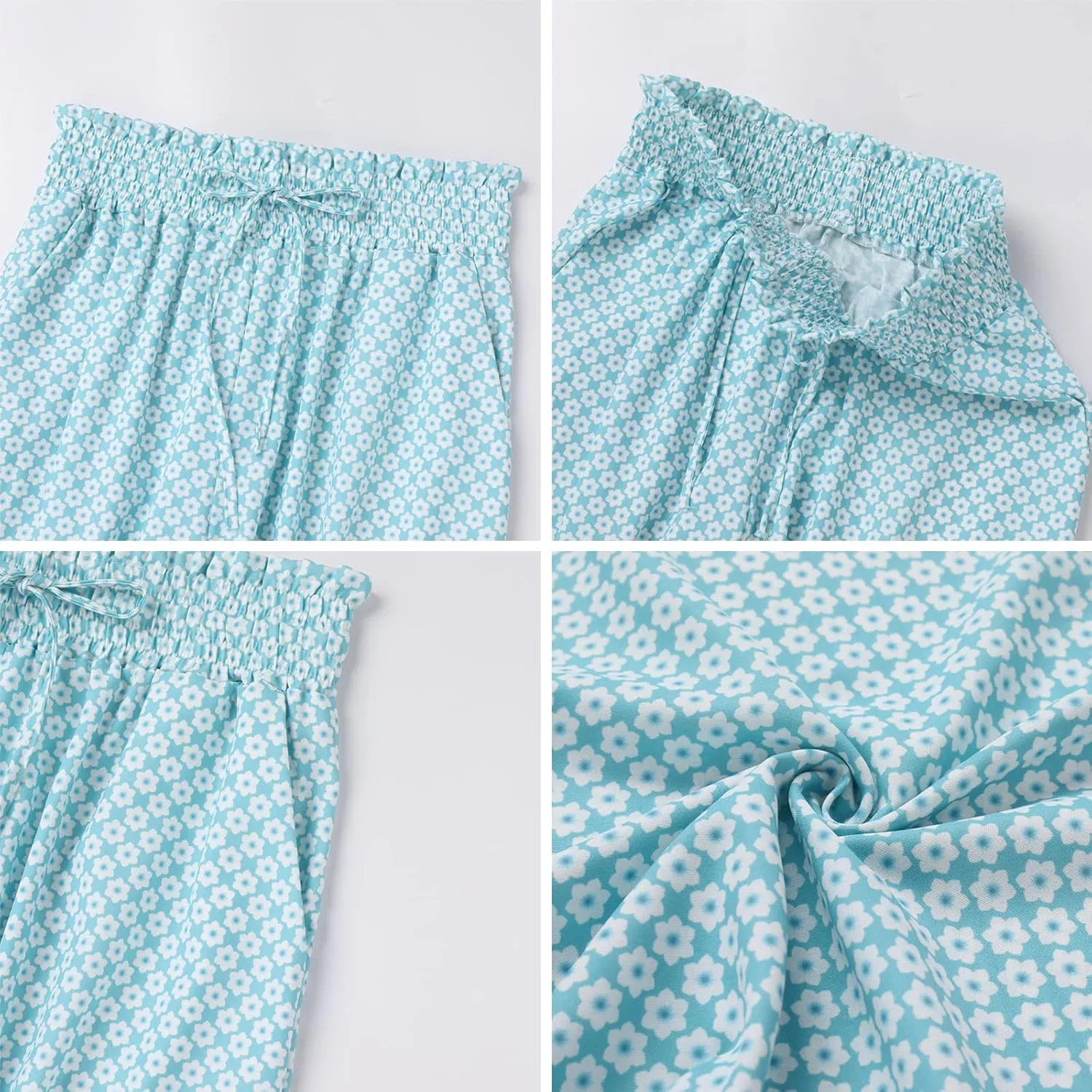 ODIZLI Women Palazzo Wide Leg Pant with Pockets Casual Loose Flowy Pants Solid Color/Floral Print