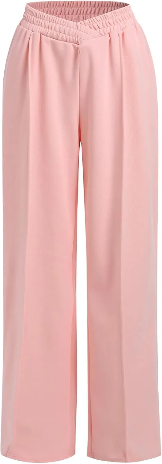 ODIZLI Women's High Waist Wide Leg Pants Casual Trousers Sweatpants Lounge Wear Fashion