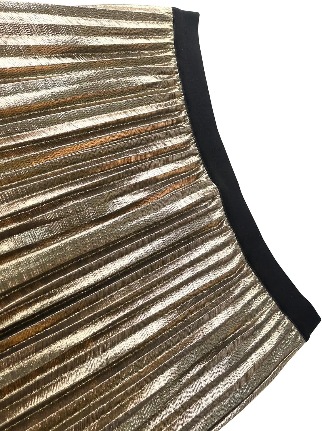 ONTINVA Women 2 Piece Outfits 3/4 Long Sleeve Asymmetric Slit Hem Tops Luxury Metallic Midi Pleated A-line Skirt Sets
