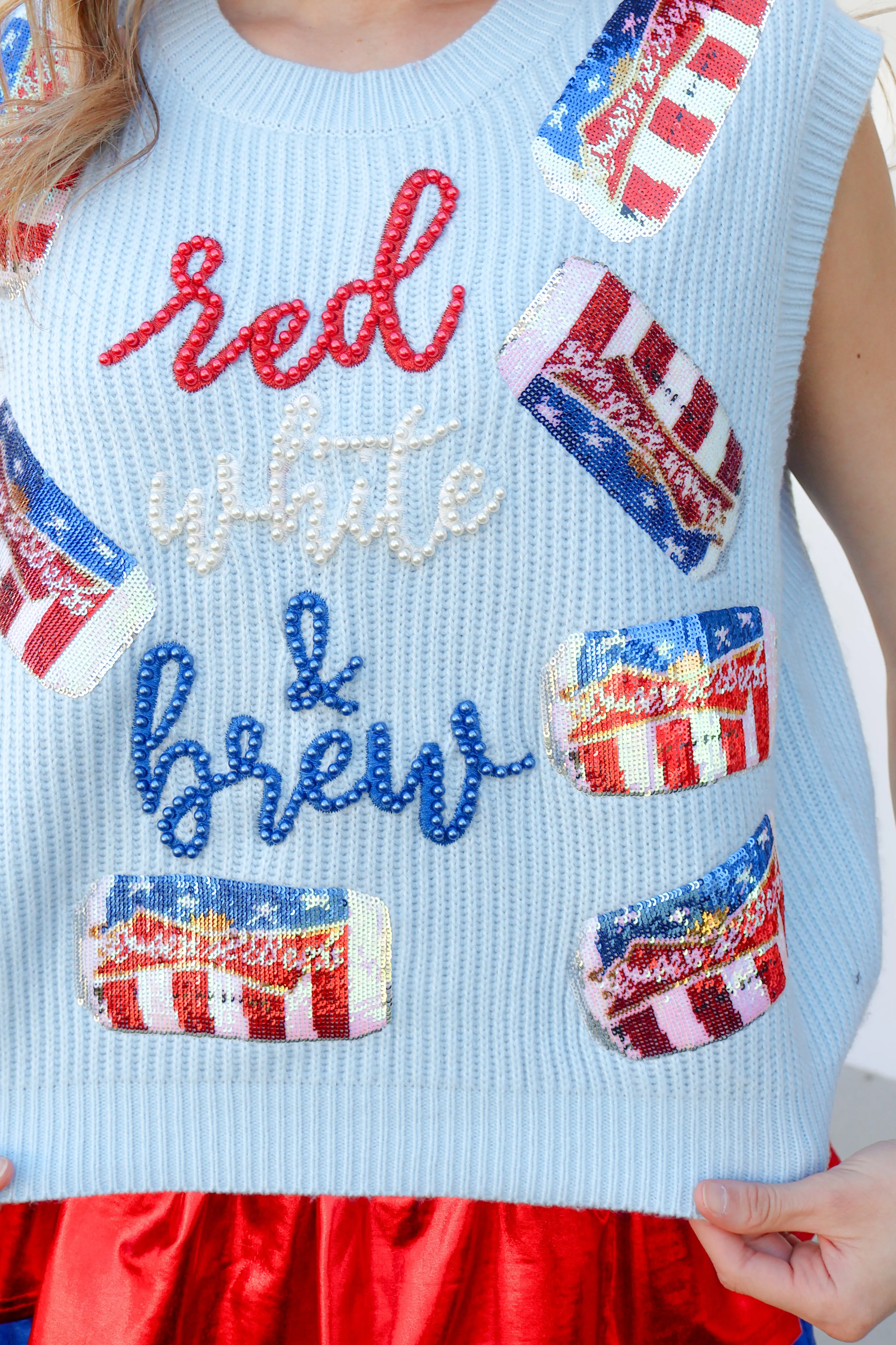 Red White & Brew Sweater Vest by Queen of Sparkles