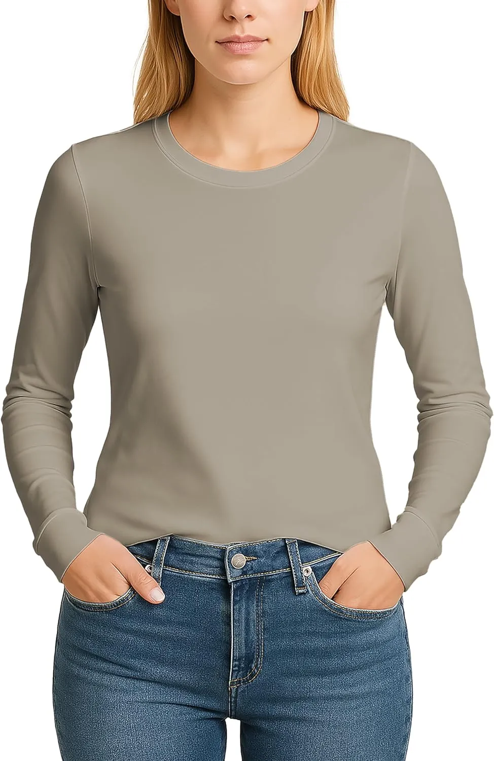 Sexy Basics Women's Cotton Stretch Athletic T-Shirt | Long Sleeve Tops |Multi Packs Colors