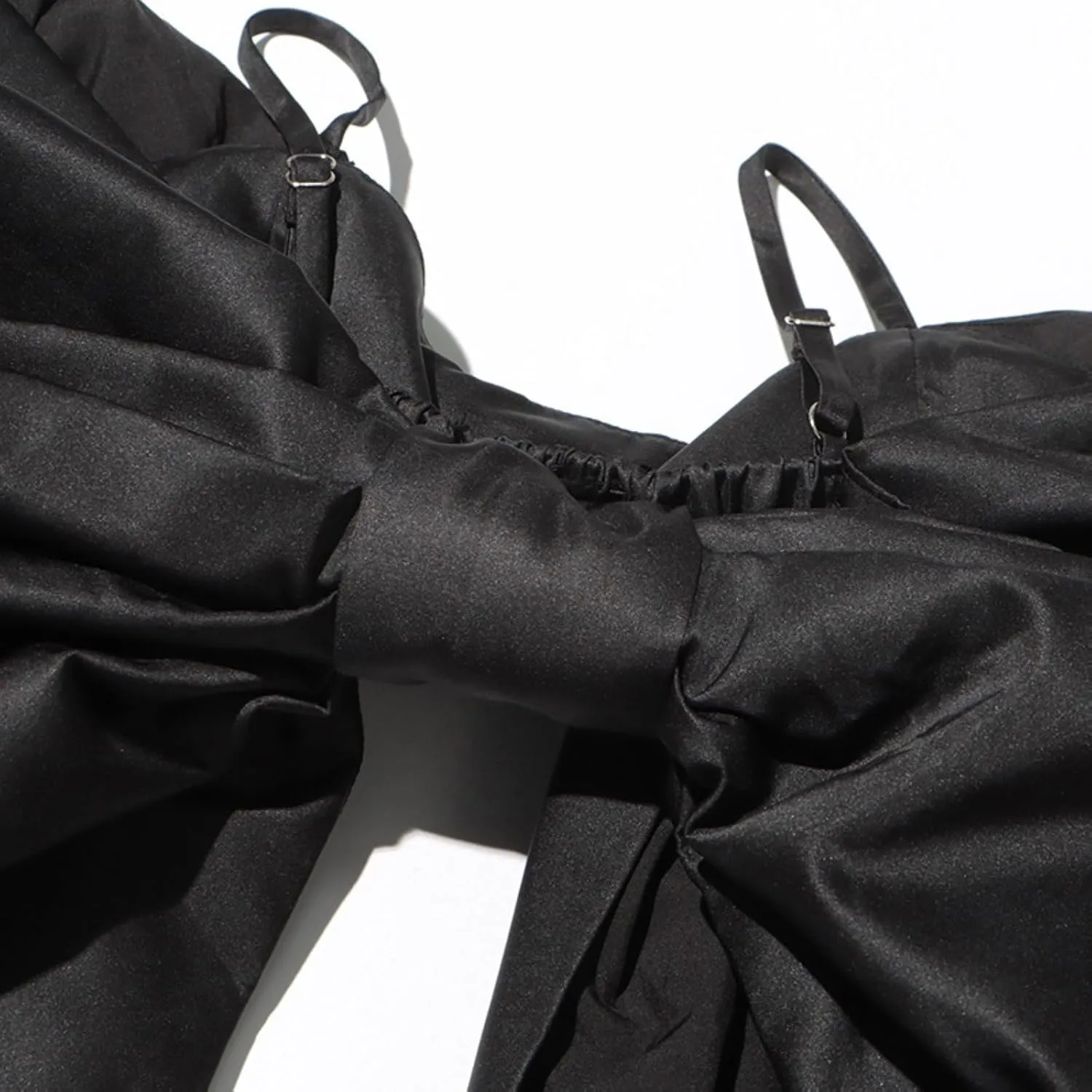 Sexy Women Cropped Camisole Solid Big Bow Design Adjustable Spaghetti Strap Summer Fashion Tops