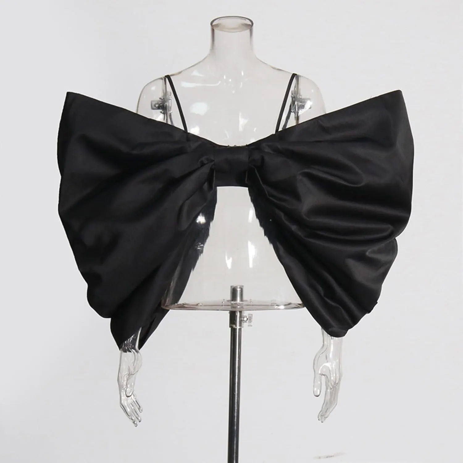 Sexy Women Cropped Camisole Solid Big Bow Design Adjustable Spaghetti Strap Summer Fashion Tops