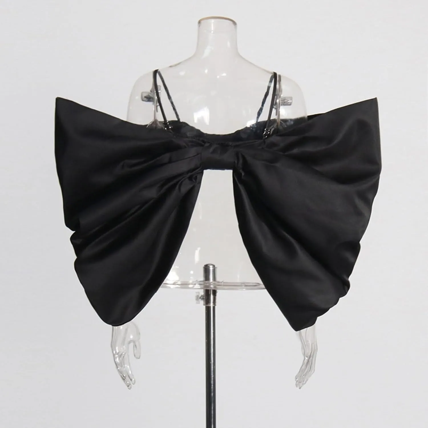Sexy Women Cropped Camisole Solid Big Bow Design Adjustable Spaghetti Strap Summer Fashion Tops