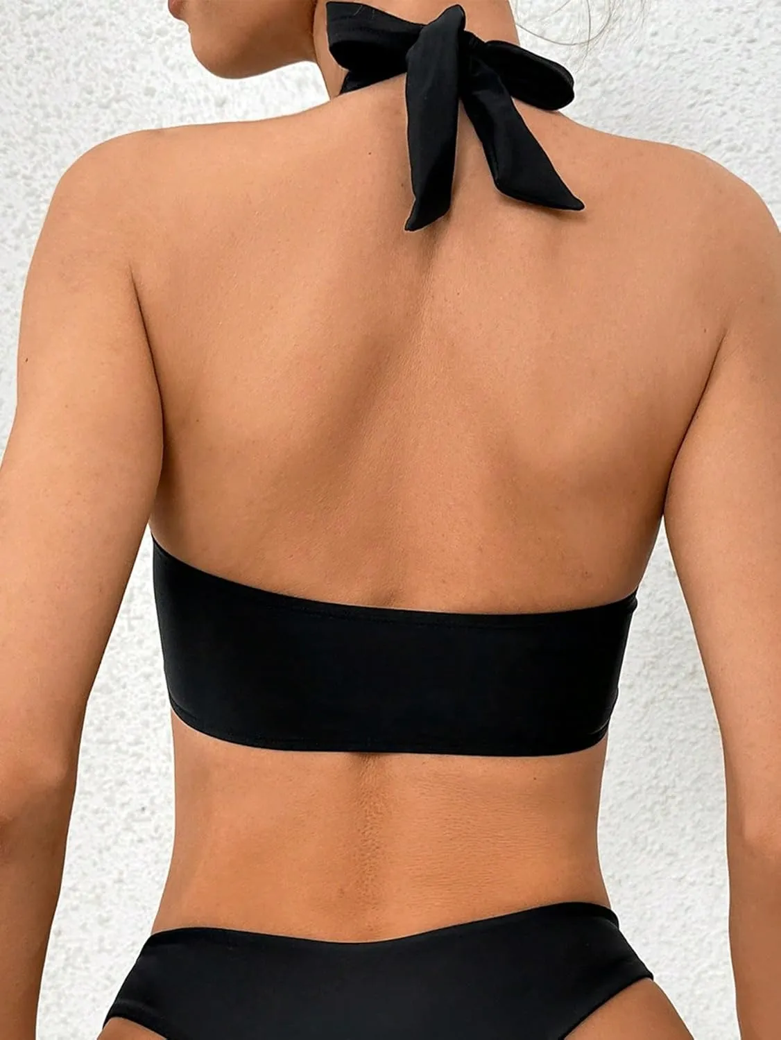 SOLY HUX Women's Criss Cross Halter Bikini Top Knot Front Swimsuit Bathing Suit Tops