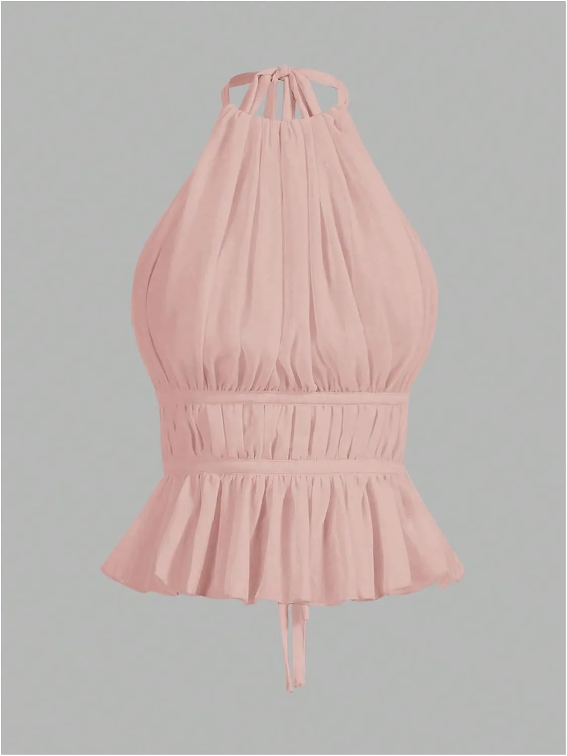 SOLY HUX Women's Ruffle Halter Neck Camisole Sleeveless Open Back Cute Party Going Out Tops