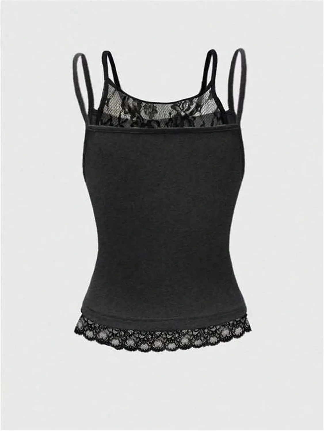 SOLY HUX Women's Y2k Gothic Graphic Cami Top Lace Trim Spaghetti Strap Camisole Crop Tops