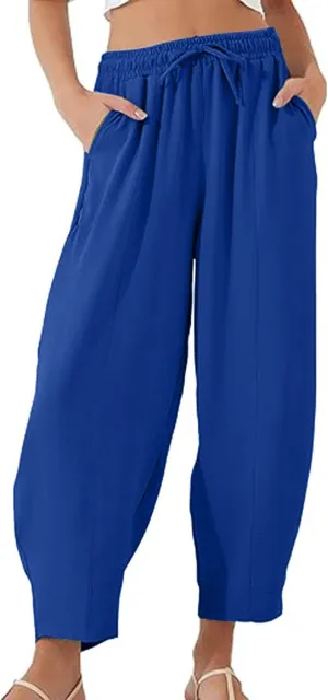 Summer Pants for Women 2024 High Waisted Pants Baggy Harem Pants Loose Casual Pants Comfy Trousers with Pockets