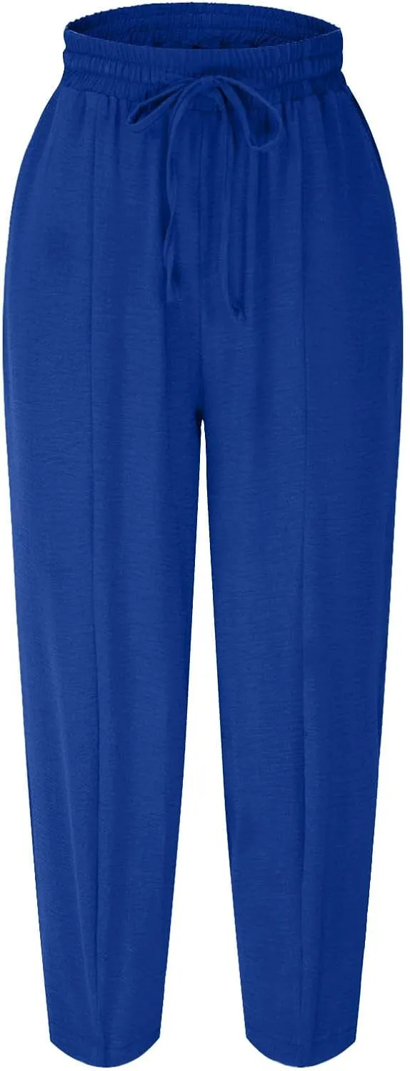 Summer Pants for Women 2024 High Waisted Pants Baggy Harem Pants Loose Casual Pants Comfy Trousers with Pockets