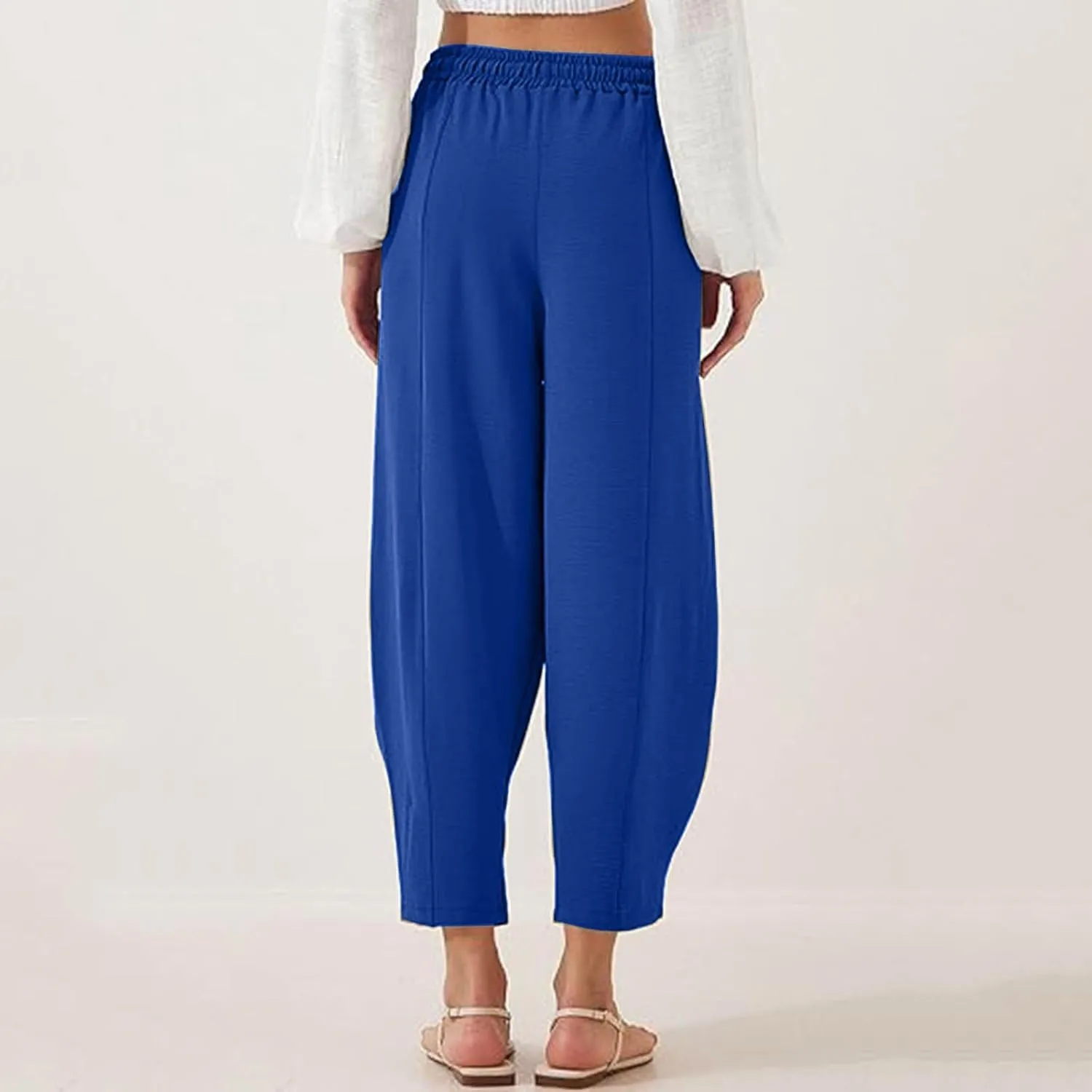 Summer Pants for Women 2024 High Waisted Pants Baggy Harem Pants Loose Casual Pants Comfy Trousers with Pockets