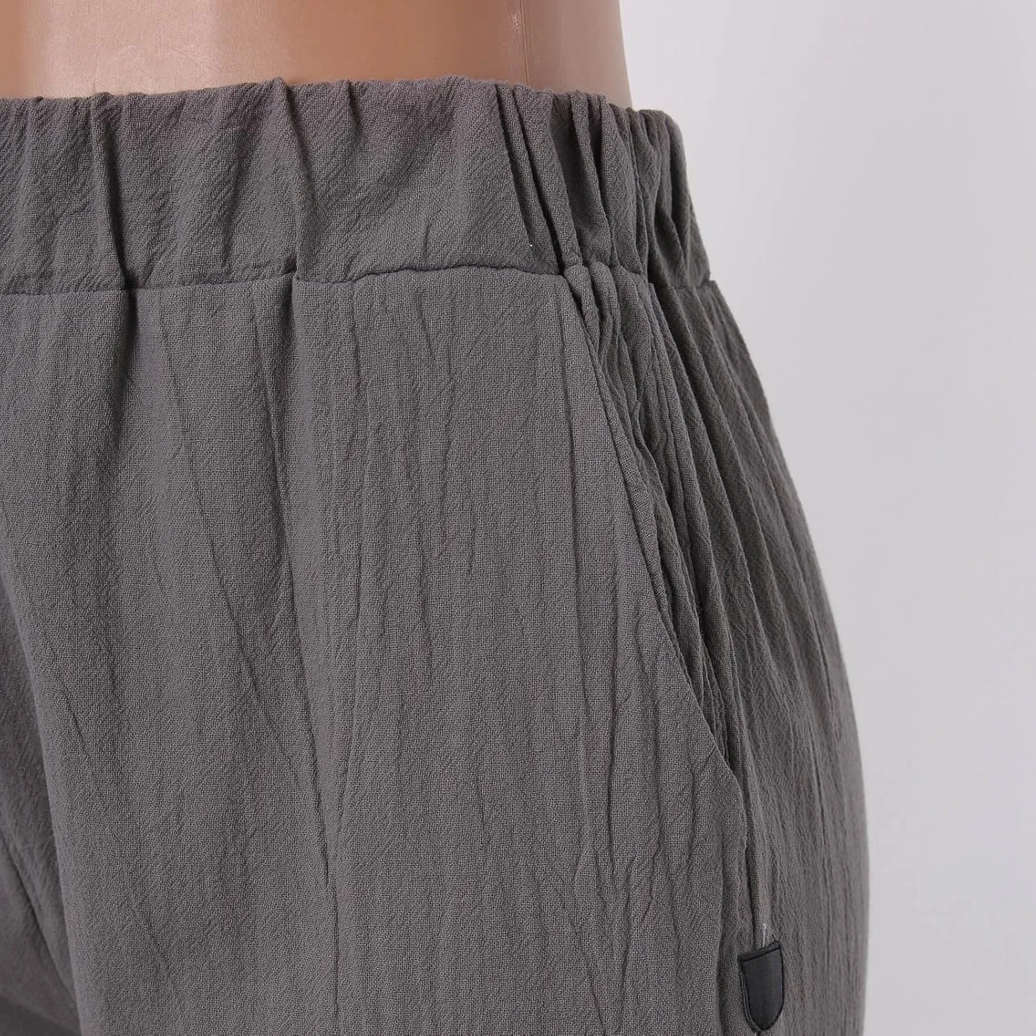 Summer Pants for Women 2024 Plus Size Linen Cotton Solid Lightweight Elastic Waist Casual Loose Comfy Trousers with Pockets