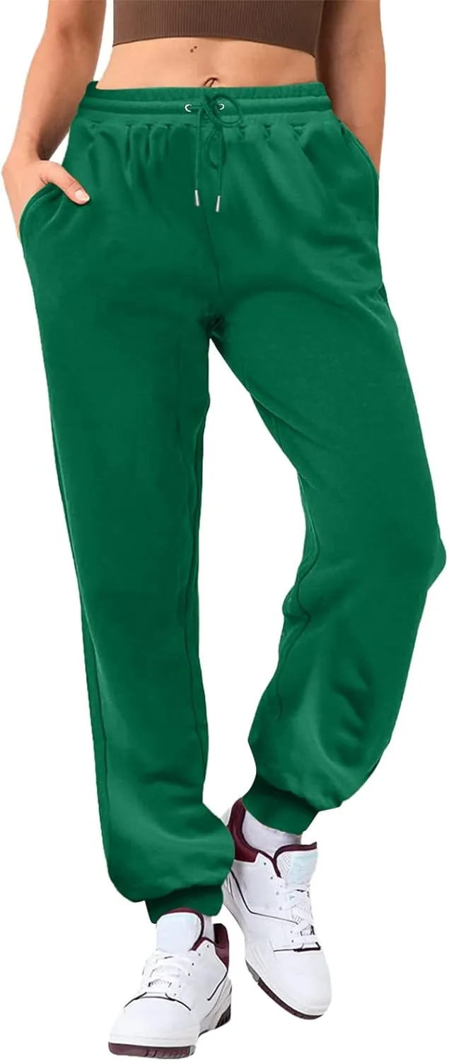 Sweatpants for Tall Women Drawstring High Waist Lounge Jogger Pants Solid Color Baggy Lightweight Comfy Trousers with Pocket