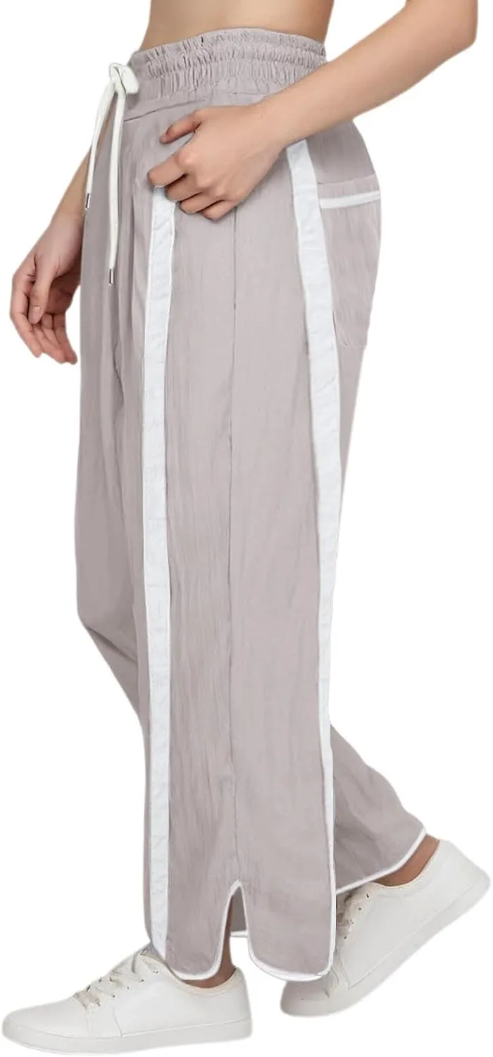 Sweatpants Women Stripe Plus Size Drawstring High Waist Casual Palazzo Pants Straight Wide Leg Trousers with Pocket
