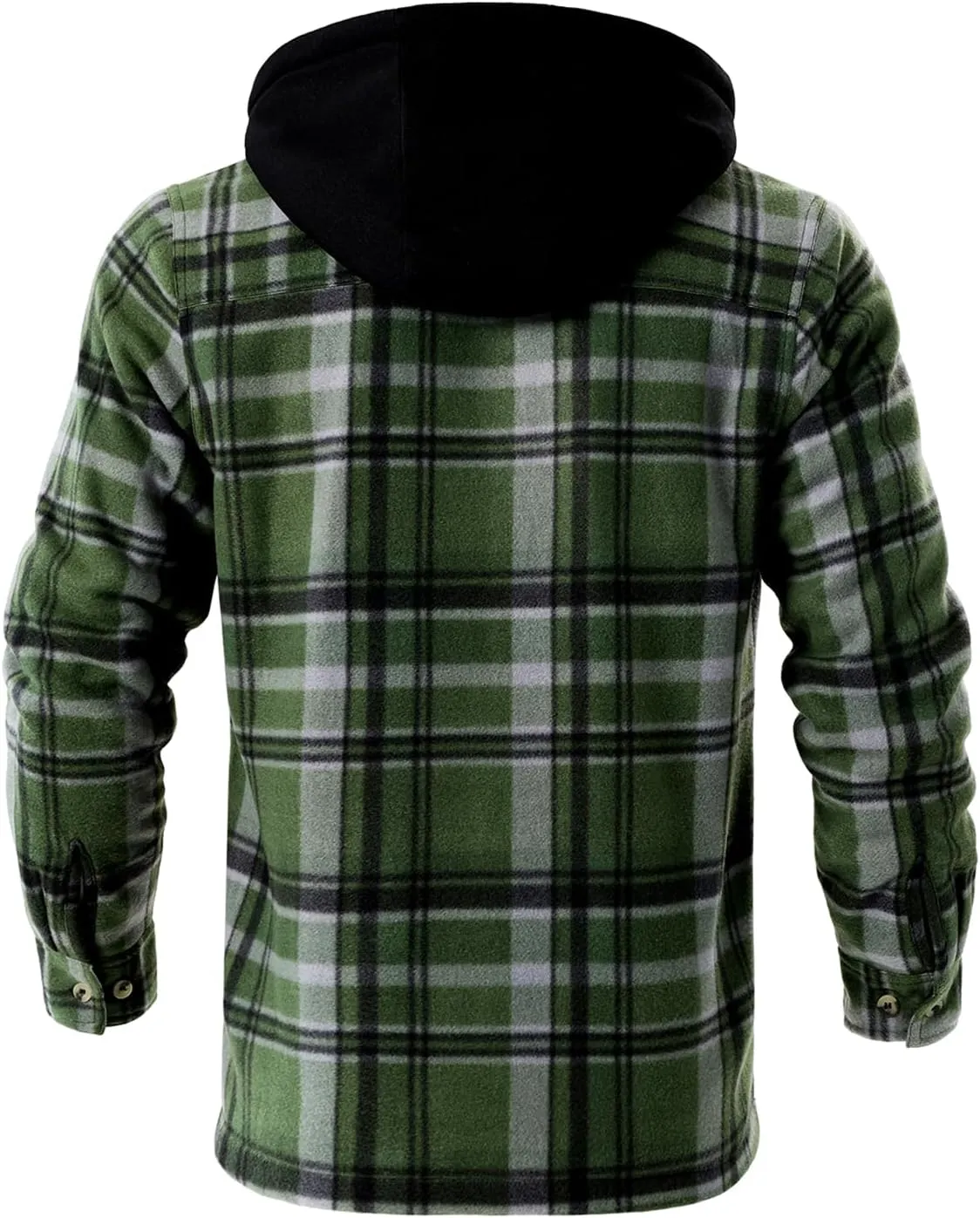 TanBridge Men's Cotton Plaid Shirts Jacket Full Zip Fleece Flannel Sherpa Lined Hoodies Heavyweight Hoodies Jacket for Men