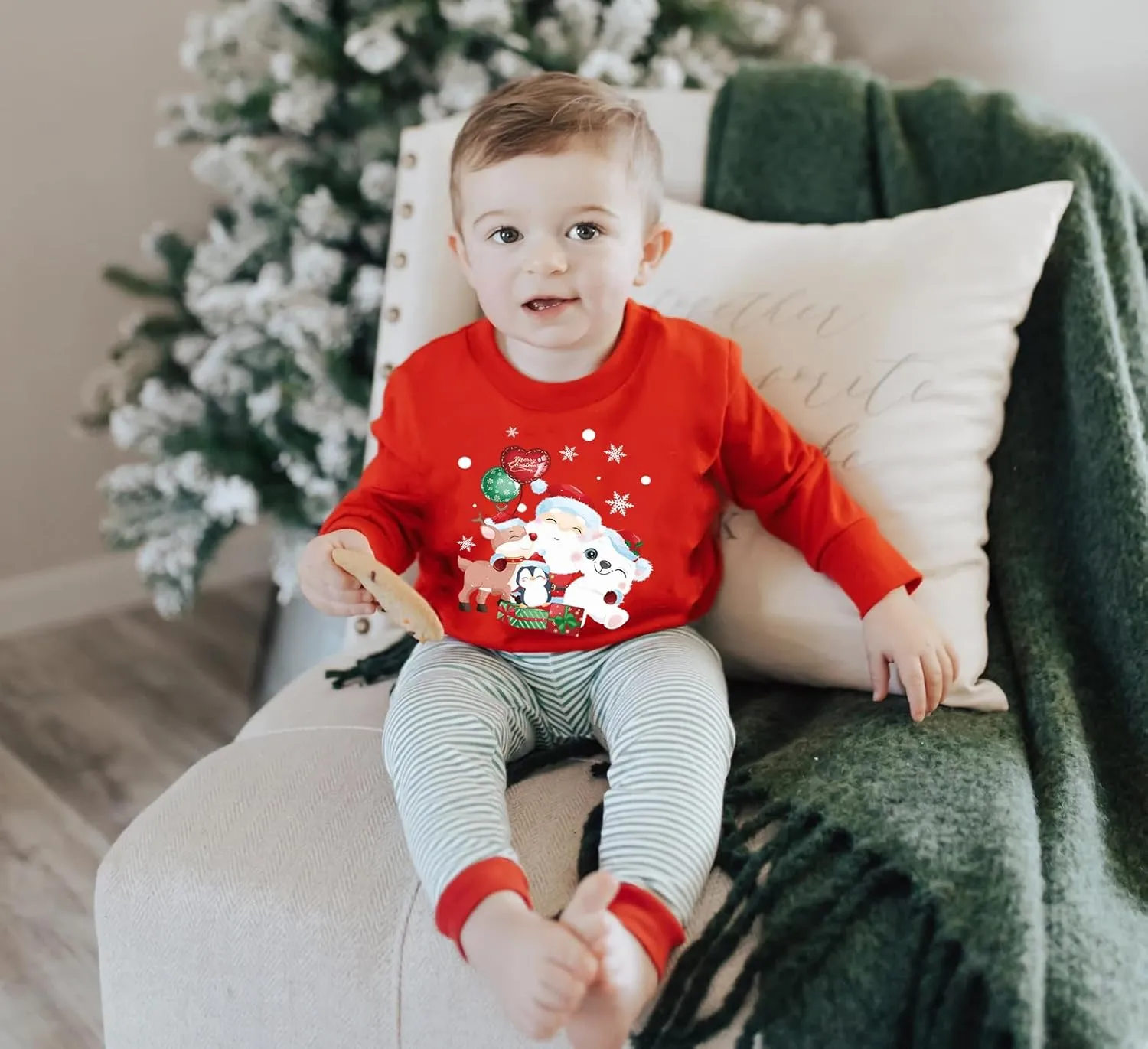 Toddler Girls Christmas Sweatshirt Kids Santa Claus Elk Bear Shirt Xmas Cotton Long Sleeve Tops for 1-7T