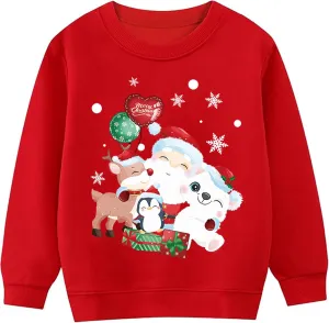 Toddler Girls Christmas Sweatshirt Kids Santa Claus Elk Bear Shirt Xmas Cotton Long Sleeve Tops for 1-7T