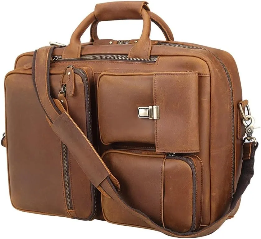 Tote Shoulder computer bag Crazy Horse leather business shoulder crossbody briefcase