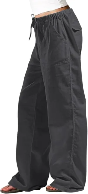 Trendy Outfits for Women 2025 Summer High Waisted Cotton Linen Palazzo Wide Leg Long Lounge Pant Trousers with Pockets