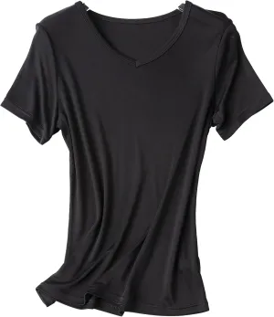 TulipSilk Women's Silk T-Shirt Luxury Short Tops