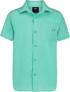 Under Armour Boys' Outdoor Short Sleeve Shirt, Woven Button Down, Collared Neckline