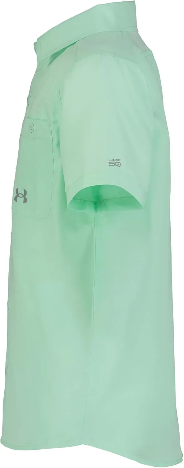 Under Armour Boys' Outdoor Short Sleeve Shirt, Woven Button Down, Collared Neckline