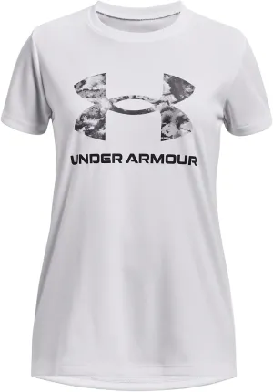 Under Armour Girls' Tech Print Big Logo Short Sleeve Crew