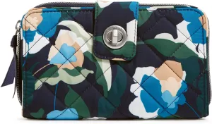 Vera Bradley Women's Performance Twill Turnlock Wallet With RFID Protection, Immersed Blooms, One Size