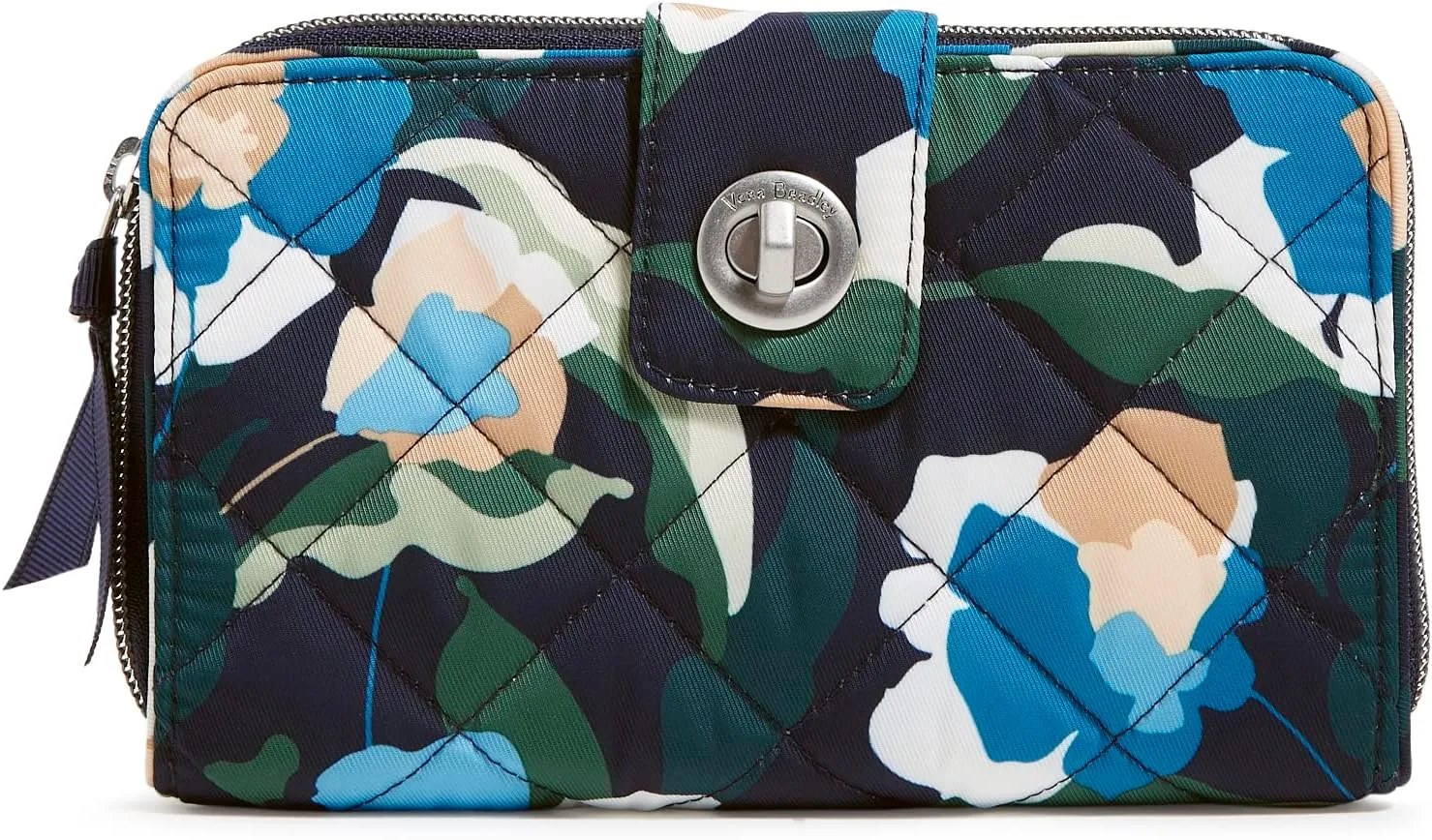 Vera Bradley Women's Performance Twill Turnlock Wallet With RFID Protection, Immersed Blooms, One Size