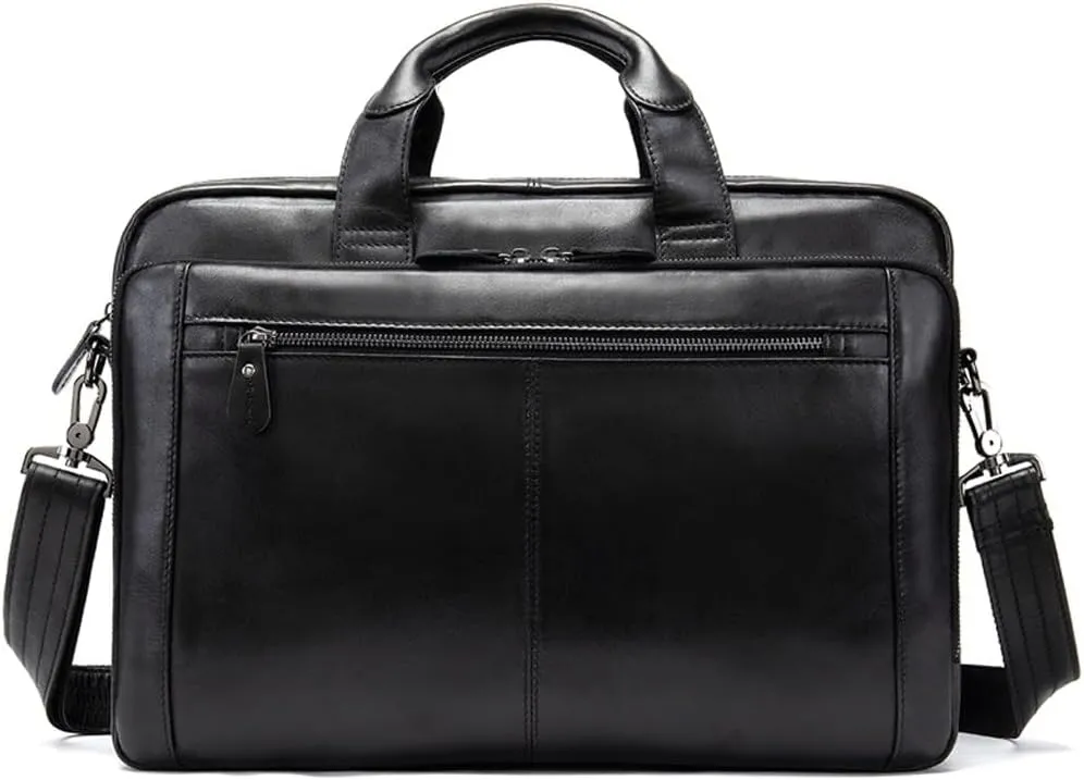 Vintage Leather Bag Business Handbag Men's Shoulder Briefcase Computer Bag(D)