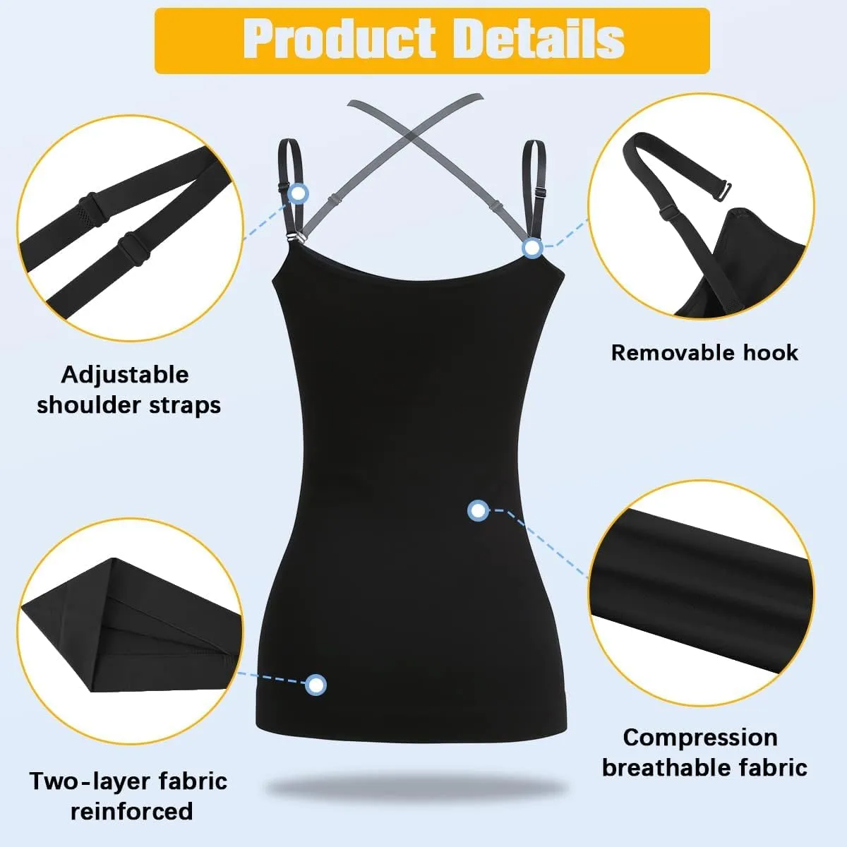 VVX Womens Shapewear for Women Tummy Control Tank Top Body Shaper Seamless Compression Camisole Tops