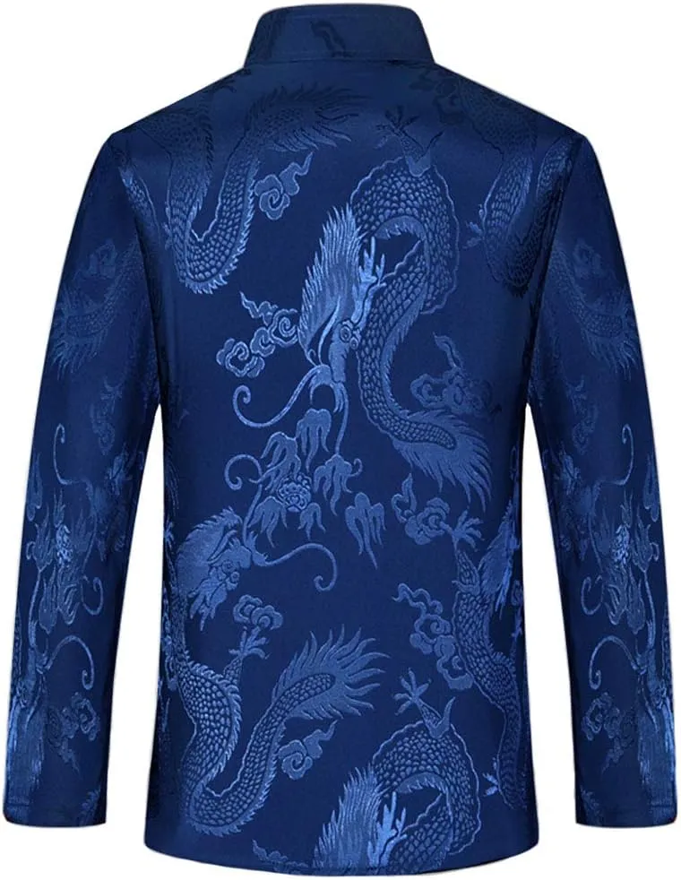 wecotton Tang Suit Men Hanfu Chinese Traditional Clothes Kung Fu Shirt Uniform Long Sleeved Coat Tops and Pants