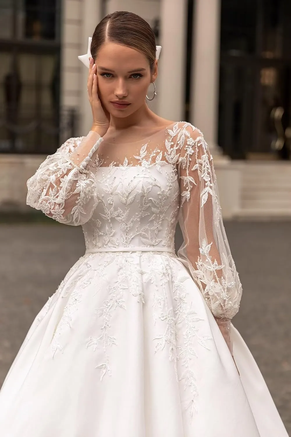 Wedding Dresses for Bride 2025 Long Sleeve Lace Appliques Elegant Bridal Gowns for Women