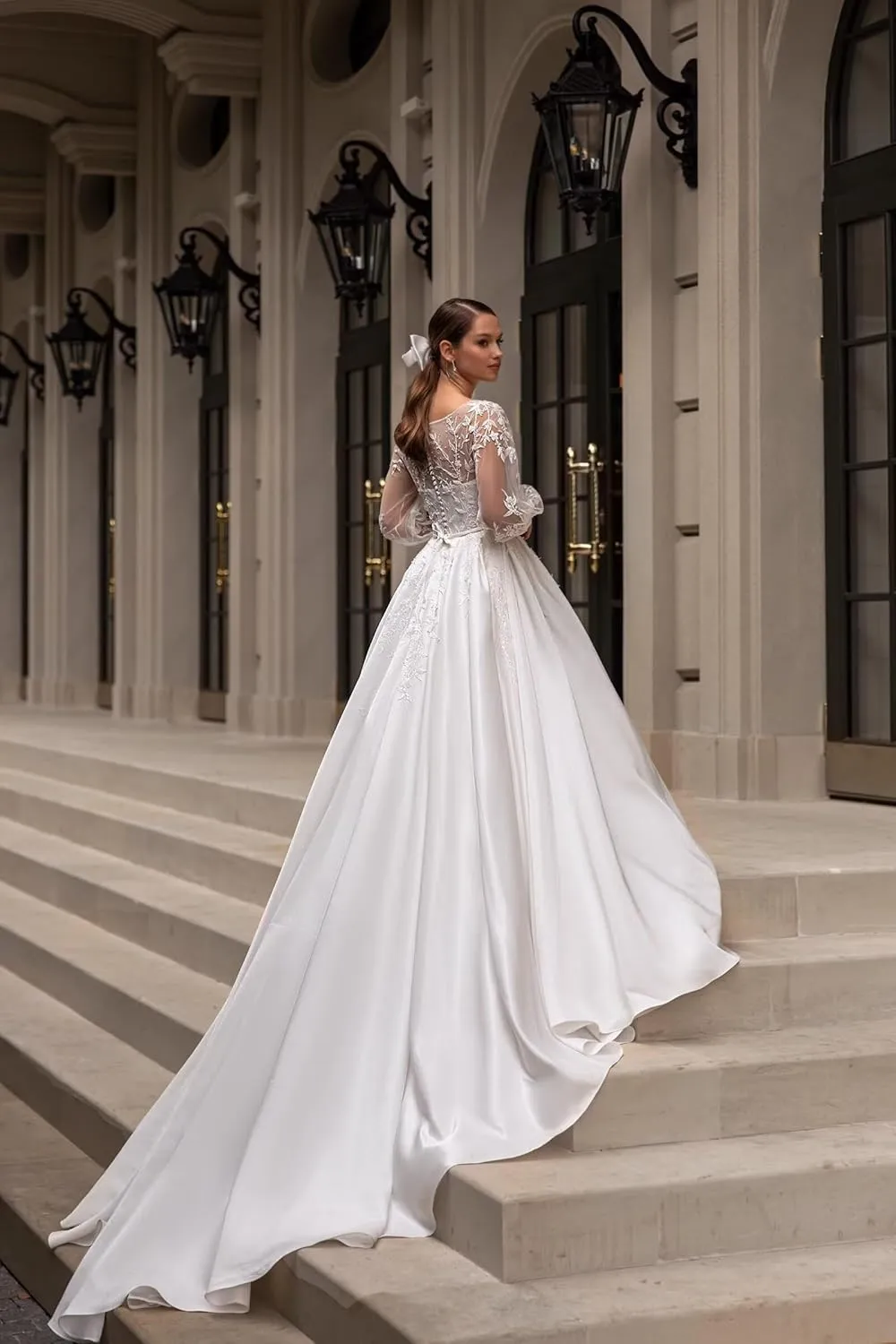 Wedding Dresses for Bride 2025 Long Sleeve Lace Appliques Elegant Bridal Gowns for Women