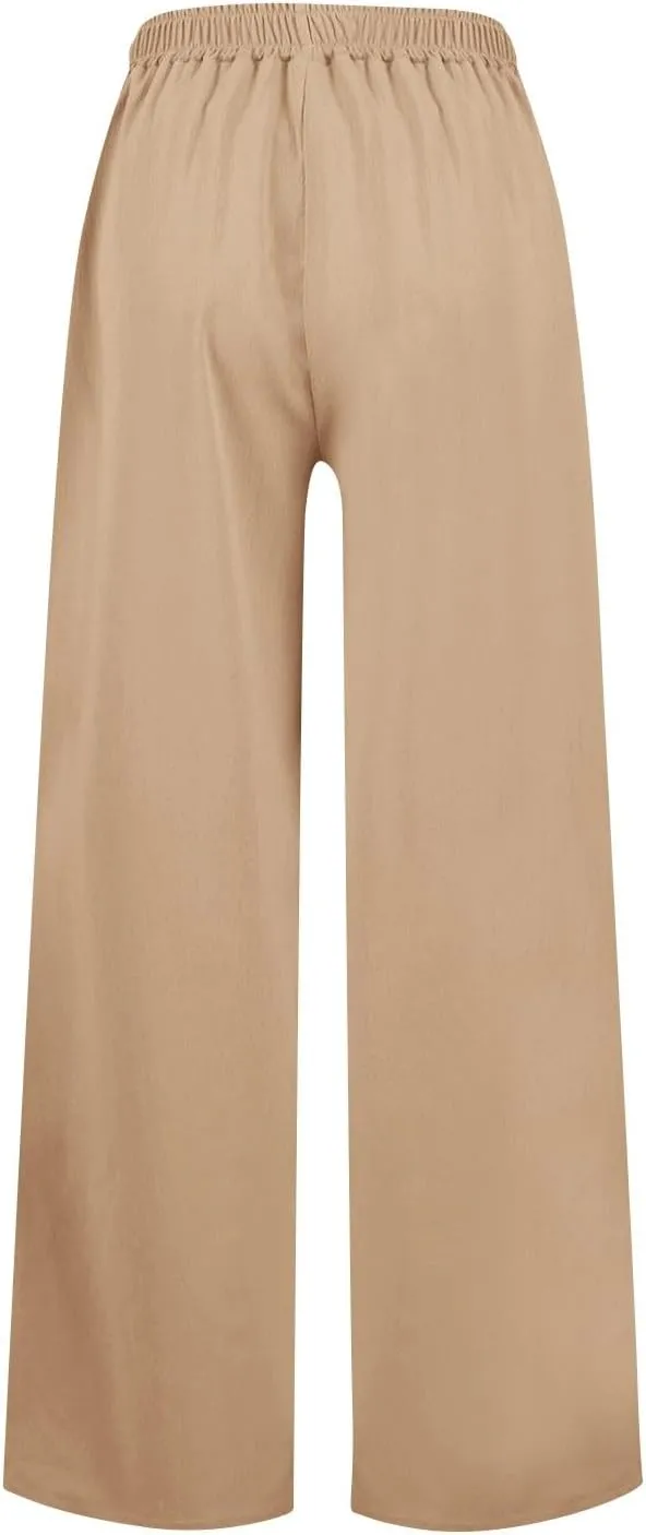 Wide Leg Dress Pants for Women Paperbag High Waisted Business Casual Pants Palazzo Lounge Pants Trousers with Pockets