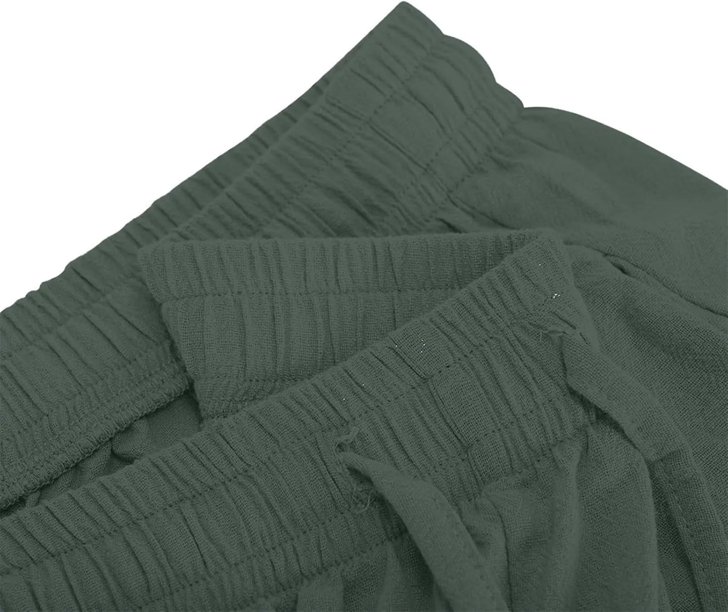 Wide Leg Linen Pants for Women Casual Summer Elastic Waist Loose Palazzo Trousers Flowy Beach Lounge Pants with Pocket